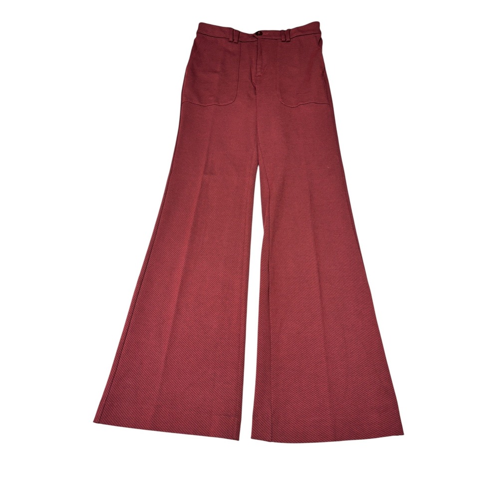 Anthropologie Essential Trouser Burgundy Striped Wide Leg Pants Womens 4 W30 l34